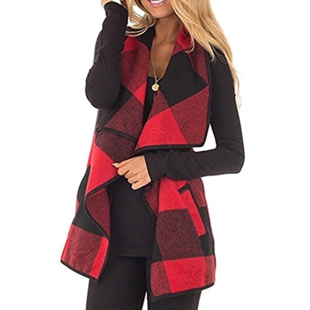 ❤️TAYLOR Womens Plaid Open Front Vest❤️